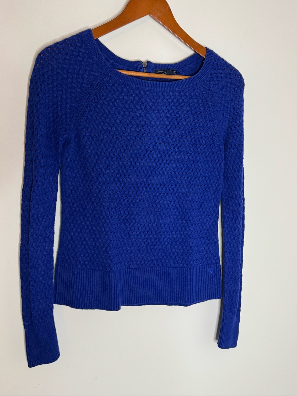 American Eagle Outfitters Royal Blue Textured Crewneck Sweater